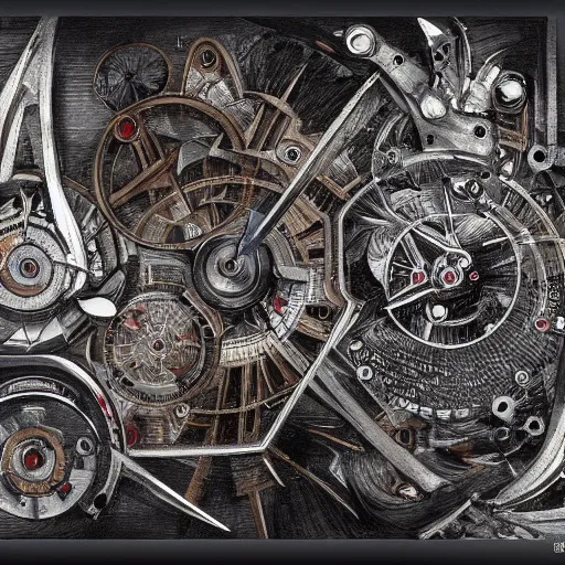 Image similar to Sketch of an exploded view of a futuristic mechanical watch by Leonardo Da Vinci with comments and highly detailed.