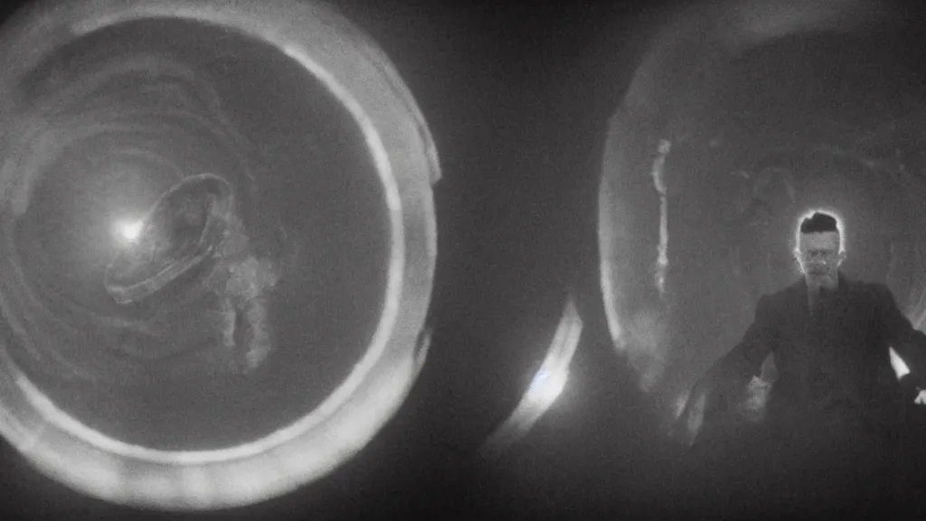 Image similar to an mri slice of james cavell in the living room, film still from the movie directed by denis villeneuve with art direction by salvador dali, wide lens