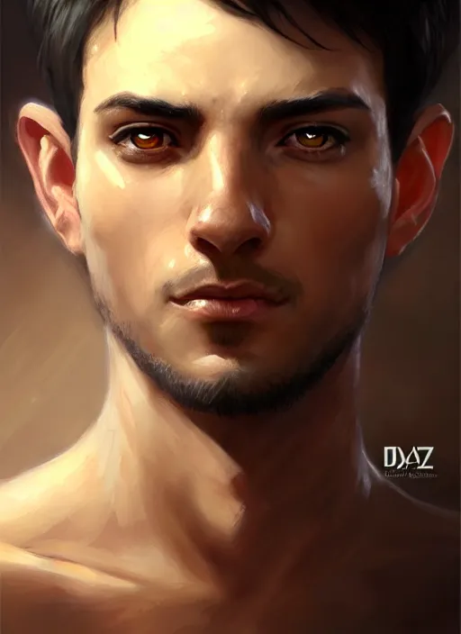 Image similar to a _ fantasy _ style _ portrait _ painting _ of light brown argentinian male short black hair defined chiseled facial features face big ears, rpg dnd oil _ painting _ unreal _ 5 _ daz. _ rpg _ portrait _ extremely _ detailed _ artgerm _ greg _ rutkowski _ greg