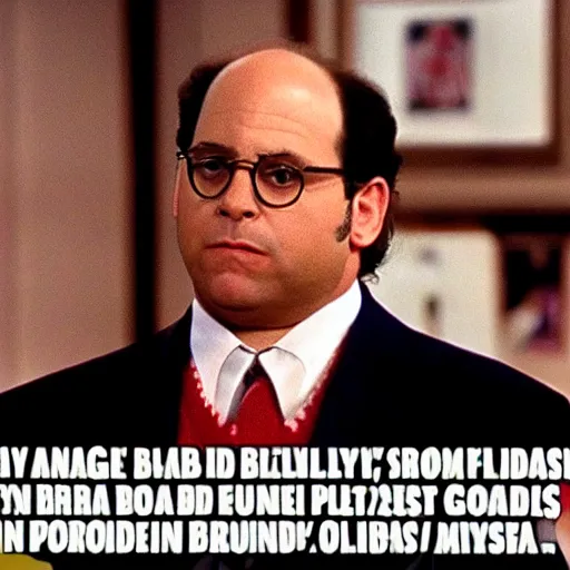 Prompt: George Costanza on Seinfeld as a blood gang member