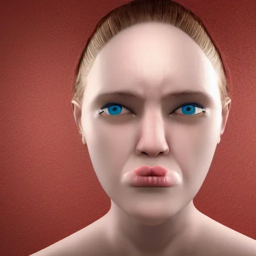 Image similar to uncanny valley disturbing woman face