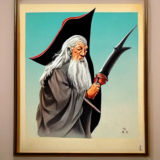 Prompt: gandalf as russian propaganda poster painting