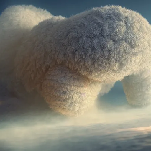 Image similar to colossal fluffy tardigrade, new york, golden hour, cinematic, action shot