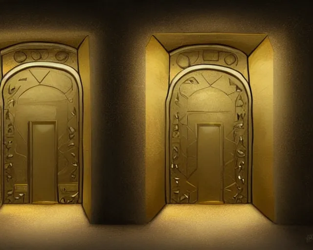 Prompt: a bank vault for gold ingots in the style of ancient sumeria, art by charlie bowater