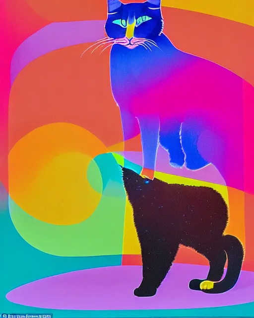 Image similar to a giant contraption for probing and amplifying the thoughts of a fluffy cat, exhibited and touted by its inventor at a county fair in rural Kansas, a Victorian lithograph, by Felipe Pantone, Lisa Frank