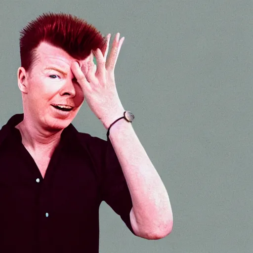 Prompt: Rick Astley rickroll, game-realistic