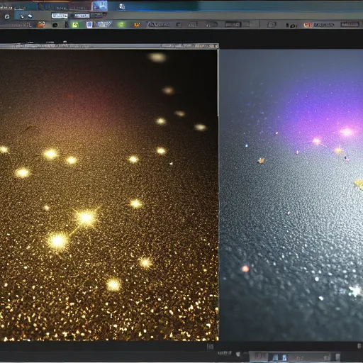 Image similar to glitter on space, raytracing, unreal engine tech demo, 5 5 mm