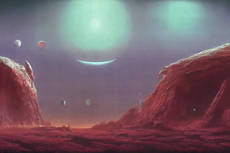 Prompt: salusa cecundus planet landscape, by rutkowski, beksinski, ridley scott, retro sci - fi movie, highly detailed, photorealistic, digital art, matte painting, hd illustration, deviantart, 8 k