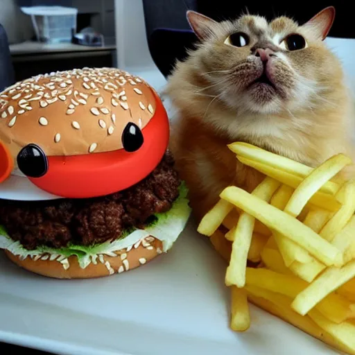 Prompt: hamburger cat