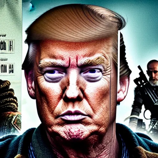 Image similar to portrait of Donald Trump as a post-apocalyptic warchief in the style of Fury Road, 4k, high detail