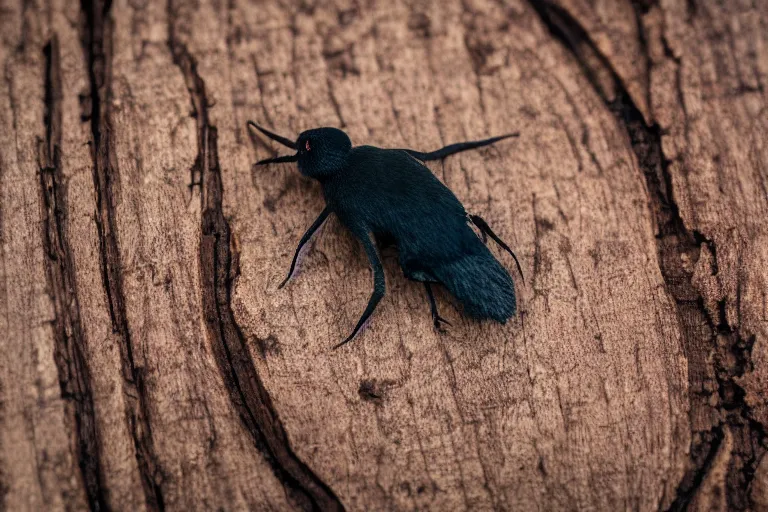 Prompt: macro photo сerambycidae on a cut of sandalwood, shot on Leica SL2