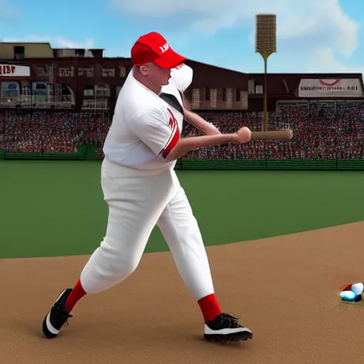 Image similar to donald trump playing baseball, photorealistic, ultra detailed, high resolution, 8 k