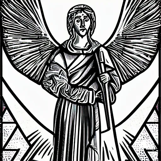Prompt: digital art of saint michael the archangel, retro synthwave colouring