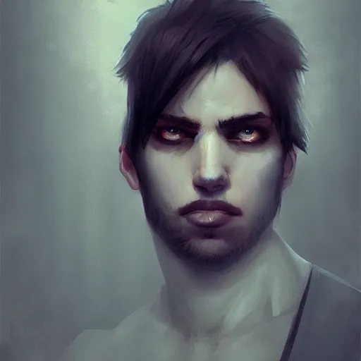 Image similar to a very handsome emo!!! guy posing!!!, portrait!!!!, trending on artstation, cgsociety contest winner, digital art, illustrated by greg rutkowski