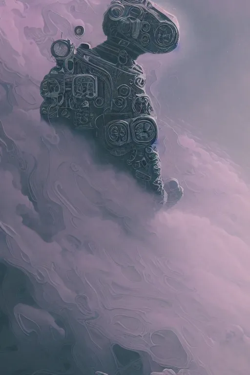 Prompt: close up shot of a full body floating astronaut smoke elemental fading into white smoke, high contrast, james gurney, peter mohrbacher, mike mignola, black paper, mandelbulb fractal, trending on artstation, exquisite detail perfect, large brush strokes, bold blacks and pinks and blues tones, intricate ink illustration, black background