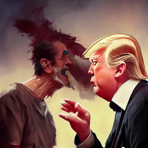 Image similar to george carlin slapping trump, greg rutkowski