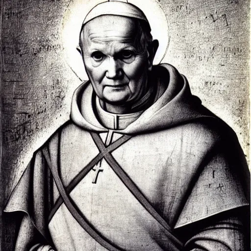 Prompt: Pope John Paul II by Leonardo Da Vinci