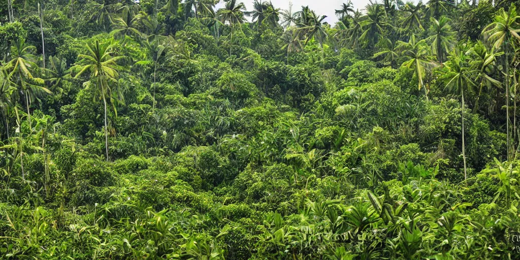 Image similar to abandoned sri lankan city, overgrown greenery, photograph