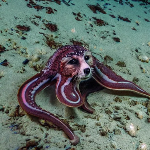 Image similar to photo of an octopus that looks like a raccoon