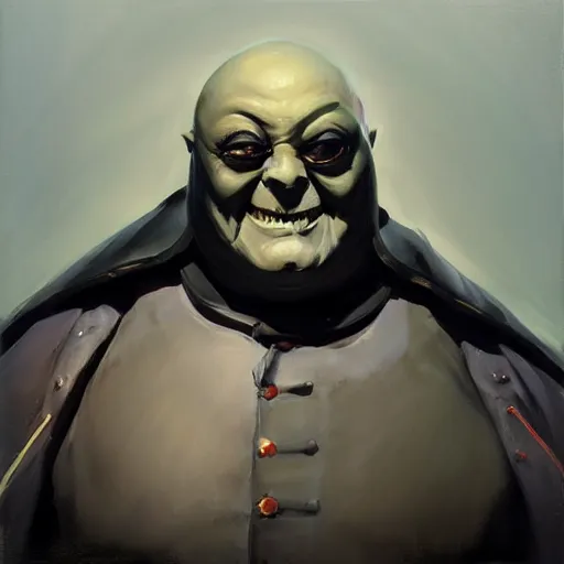 Image similar to greg manchess portrait painting of armored uncle fester from addams family as overwatch character, medium shot, asymmetrical, profile picture, organic painting, sunny day, matte painting, bold shapes, hard edges, street art, trending on artstation, by huang guangjian and gil elvgren and brom