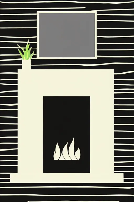 Image similar to minimalist boho style art of a fireplace, illustration, vector art