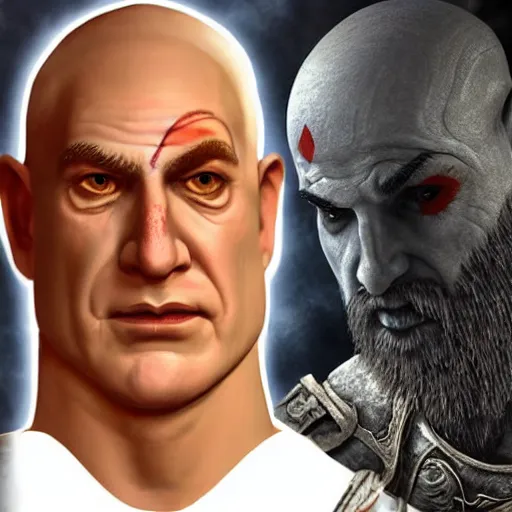Image similar to benjamin netanyahu as kratos from god of war, looks like benjamin netanyahu