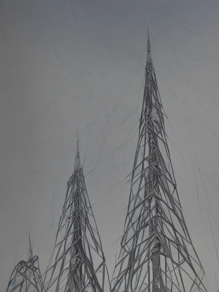 Image similar to A painting of the tv tower by Zaha Hadid