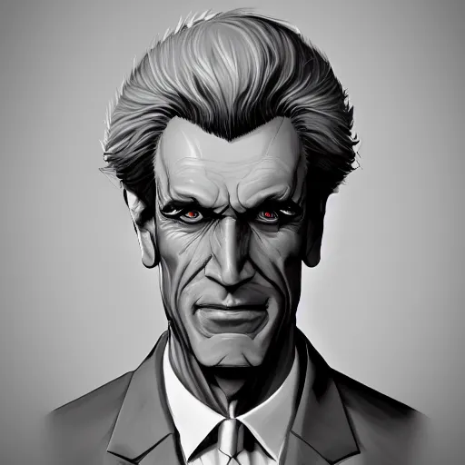 Image similar to old greying handsom man with high collar fantasy, symmetrical beautiful, portrait, trending on artstation