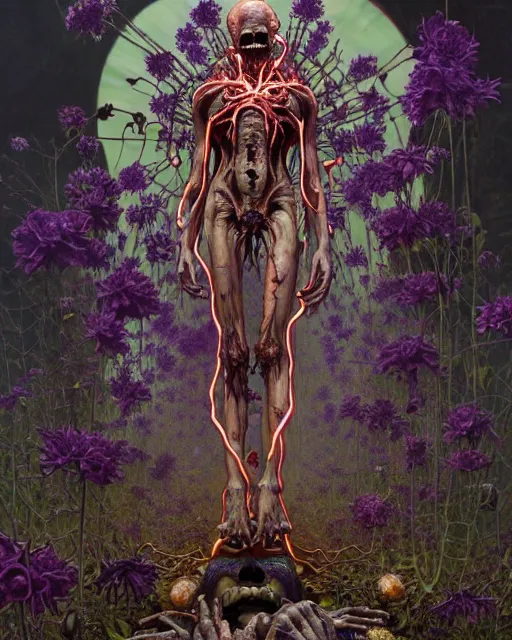 Prompt: the platonic ideal of flowers, rotting, insects and praying of cletus kasady ultimate carnage thanos dementor doctor manhattan chtulu nazgul davinci, detailed, intricate, hyperrealism, intense, scary, decay, dmt, art by brock hofer and artgerm and greg rutkowski and alphonse mucha and simon stalenhag