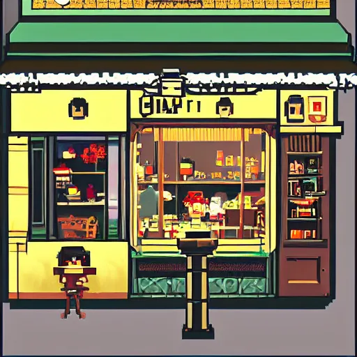 Image similar to an 8 - bit cozy cafe in paris, pixiv, illustration