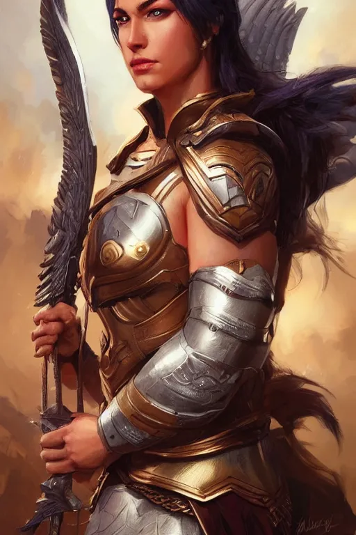 Image similar to amazon valkyrie athena, d & d, fantasy, portrait, highly detailed, headshot, digital painting, trending on artstation, concept art, sharp focus, illustration, art by artgerm and greg rutkowski and magali villeneuve