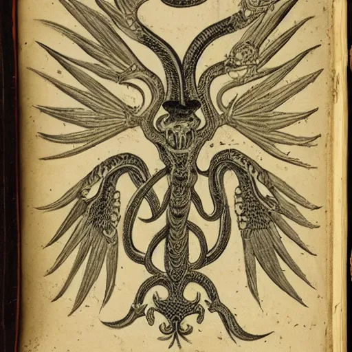 Prompt: “compendium of demonology and magic, snake demons, c.1775”