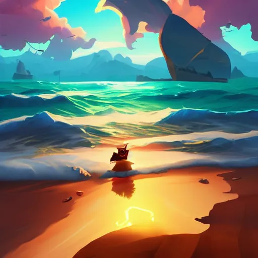 Image similar to painting treasure on sea of thieves game smooth median photoshop filter cutout vector, behance hd by jesper ejsing, by rhads, makoto shinkai and lois van baarle, ilya kuvshinov, rossdraws global illumination