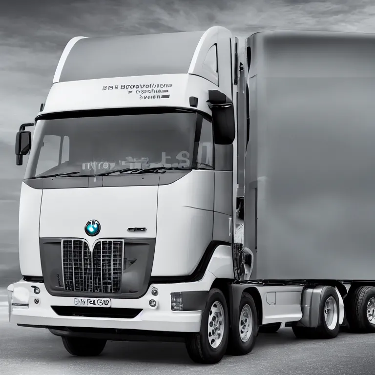 Image similar to A lorry/truck designed and produced by BMW, promotional photo,