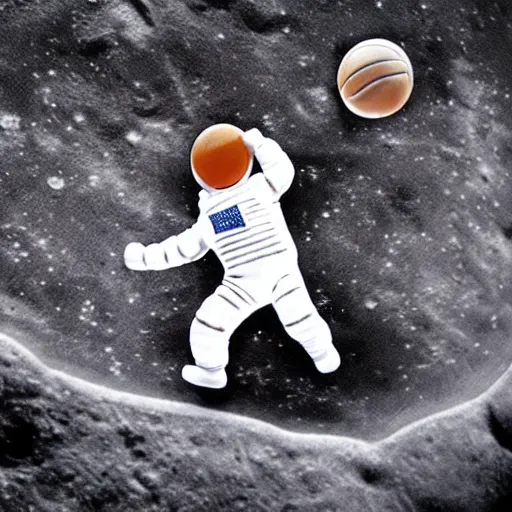 Prompt: An astronaut dribbling a basketball on the moon, photo, highly detailed, photorealistic, high quality