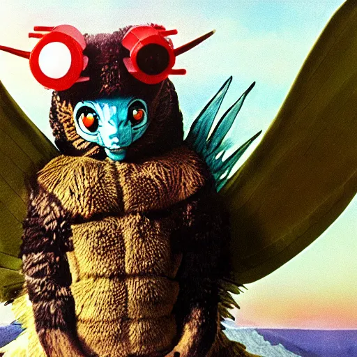 Prompt: Gozilla and Mothra star in a 90s American sitcom