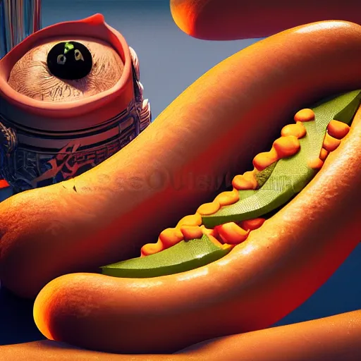 Image similar to the hot dog queen, 4 k, intricate detailed, jaw dropping, gorgeous, surreal, octane render