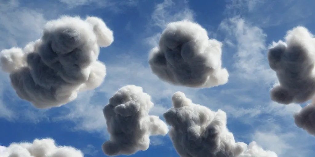 Image similar to fluffy clouds shaped like animals.