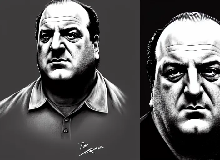 Prompt: a portrait of tony soprano drawn by aleksander rostov, details, hyper - detailed, hd, hdr, 4 k, 8 k