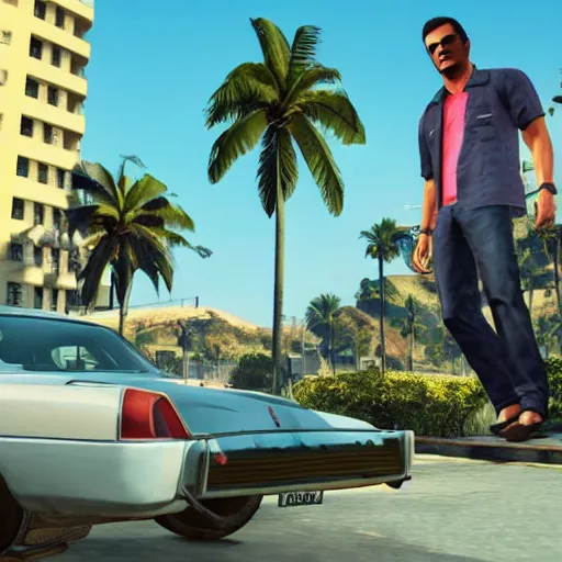 Prompt: Tommy Vercetti with Gta 5 graphics, unreal engine, detailed
