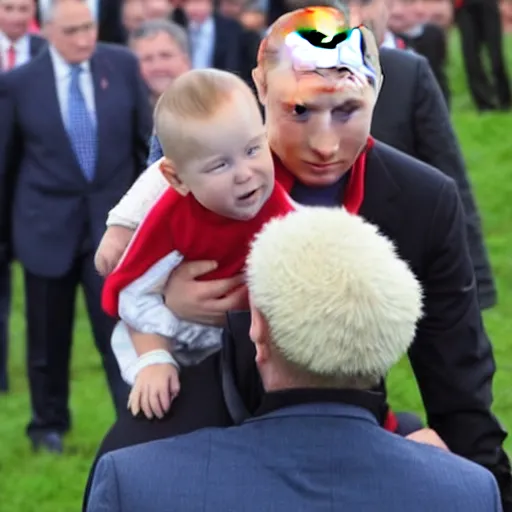 Image similar to Putin giving baby trump a piggyback ride