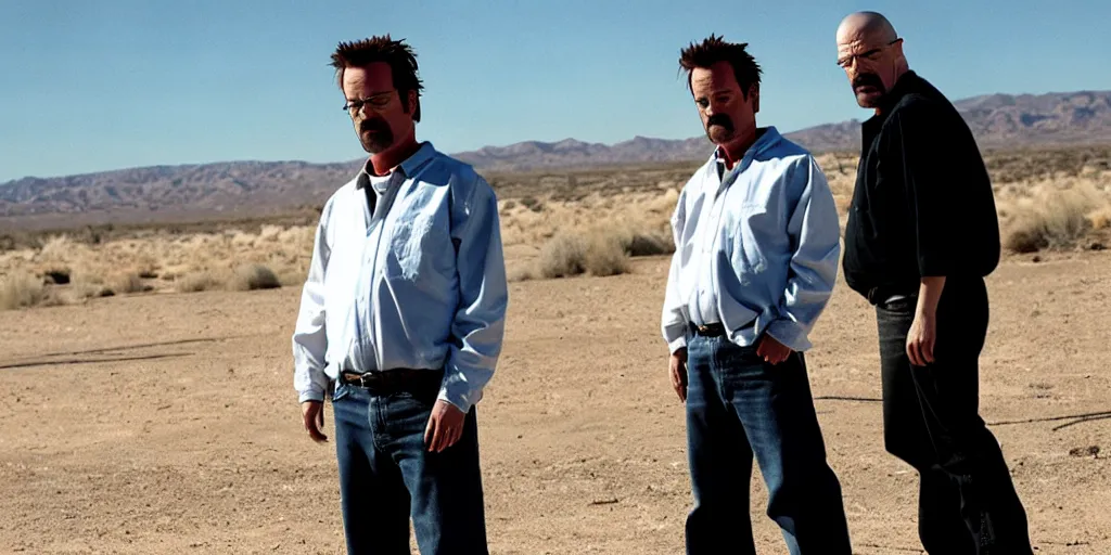 Prompt: Matthew Perry as Walter White on on the set of Breaking Bad, 90mm