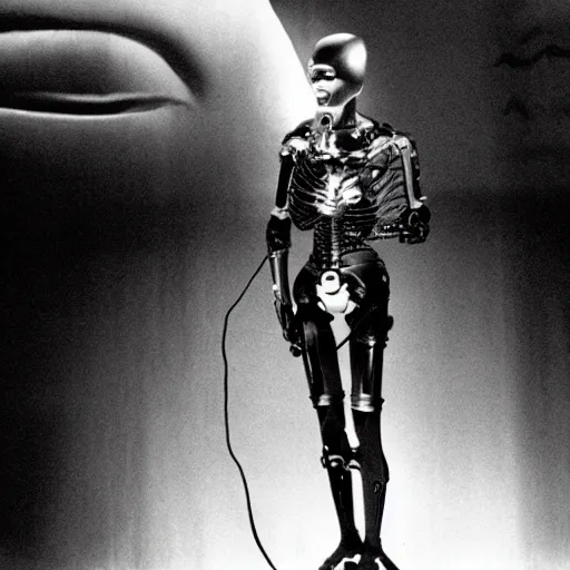 Image similar to movie still of dali cyborg, cinematic composition, cinematic light, criterion collection, by david lynch