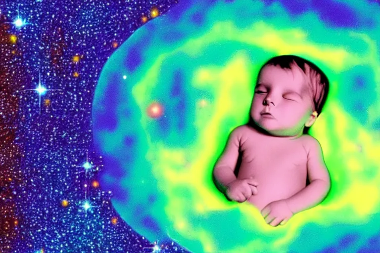 Prompt: an ultrasound of the first prismatic child born in latent space