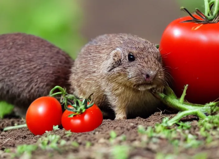 Image similar to gopher eating a tomato