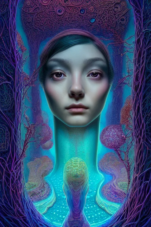 Image similar to looking into the world on the other side of time, dmt, psilocybin, lsd, face, detailed, intricate, elegant, highly detailed, digital painting, artstation, concept art, smooth, sharp focus, illustration, art by hana yata, and artem demura and beeple, octane render, unreal engine, 8 k