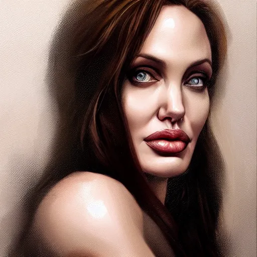 Image similar to portrait of angelina jolie by charlie bowater