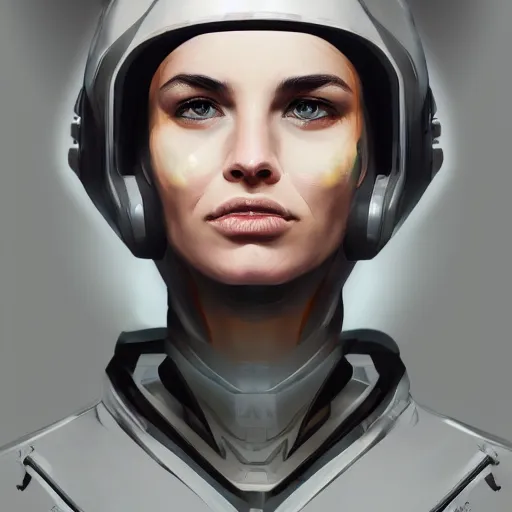 Image similar to concept art of scifi scientist with helmet by jama jurabaev, brush stroke, trending on artstation, upper half portrait, symmetry, headpiecehigh quality, extremely detailed