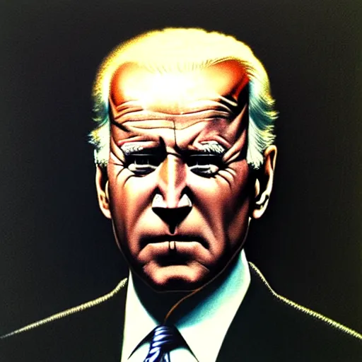 Prompt: Joe Biden looking sinister, by Zdzisław Beksiński, highly detailed