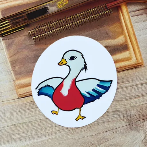 Image similar to cute anime goose sticker, diecut